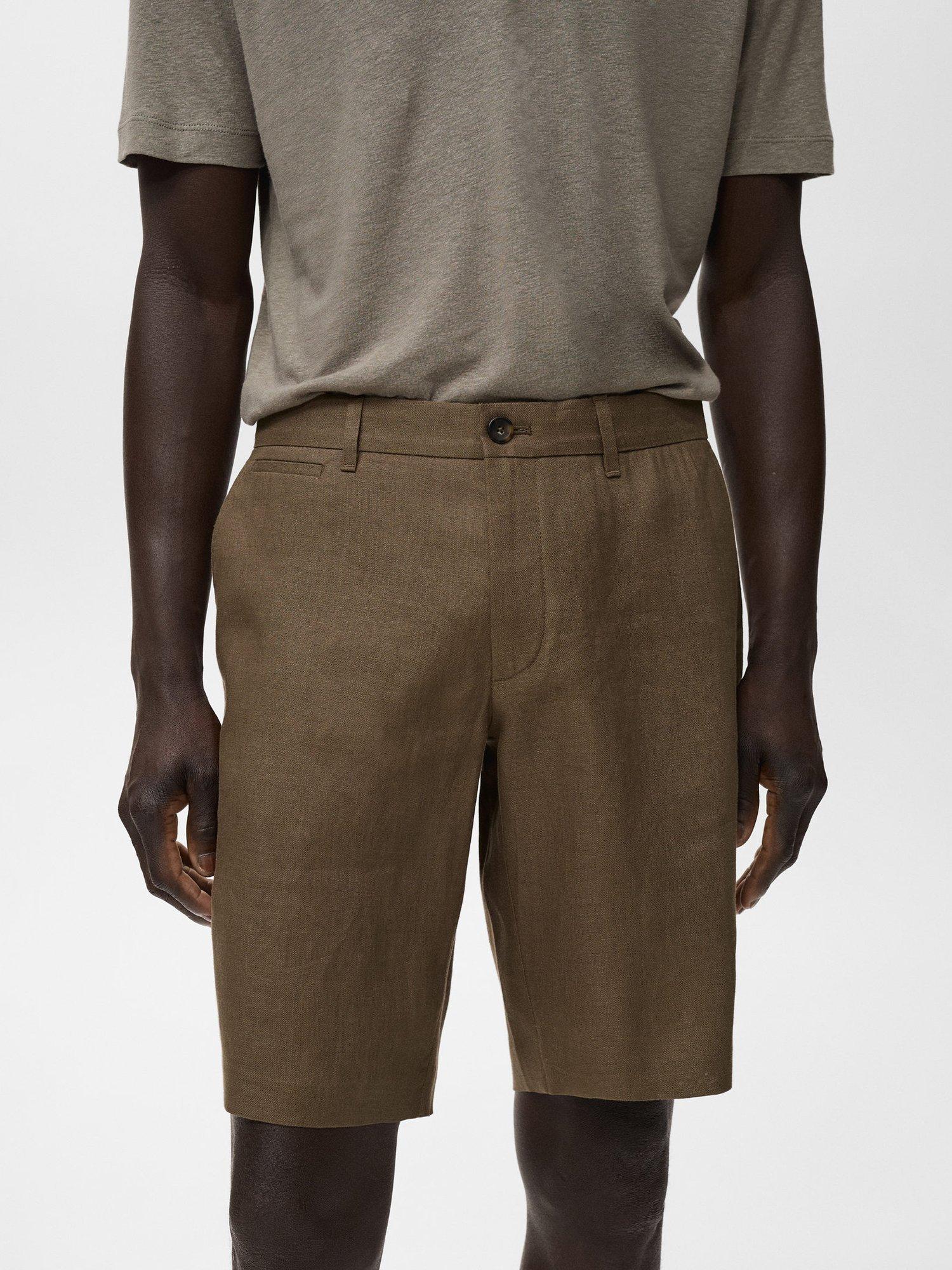 Product image 6 of 9, which shows Mango Carp Linen Shorts, Medium Green, 29