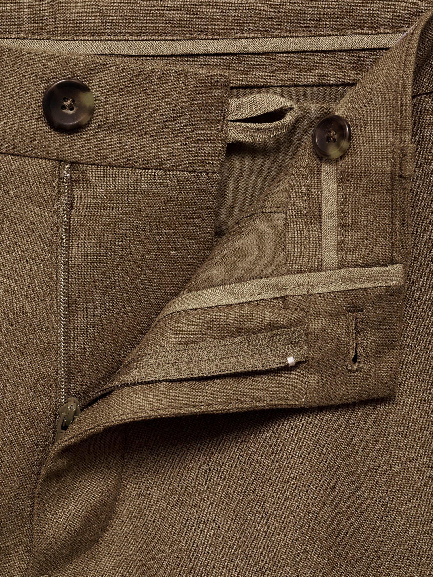 Product image 8 of 9, which shows Mango Carp Linen Shorts, Medium Green, 29