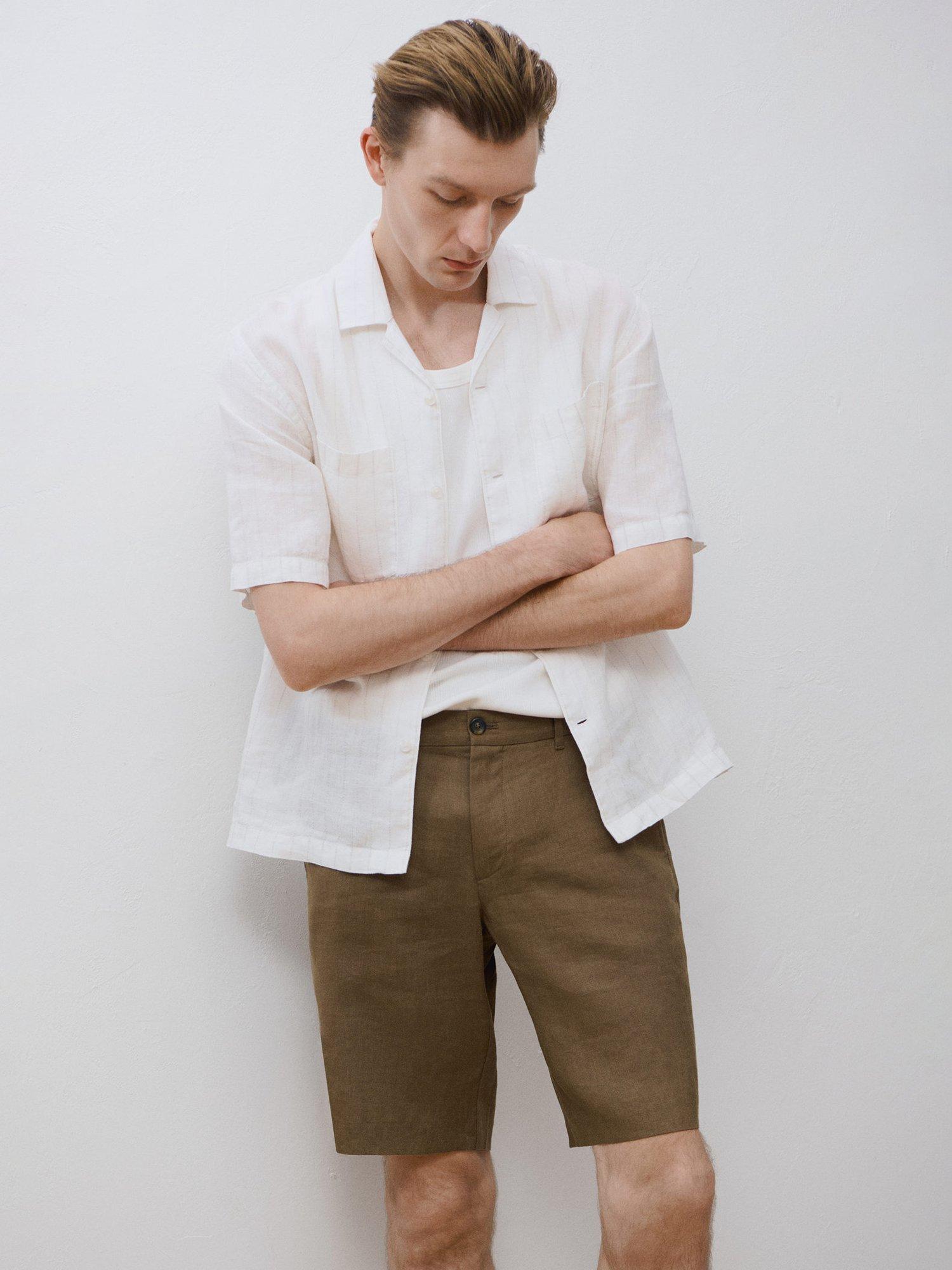 Product image 9 of 9, which shows Mango Carp Linen Shorts, Medium Green, 29