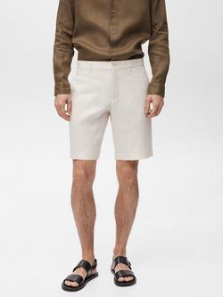 Mango Carp Linen Shorts, Natural White