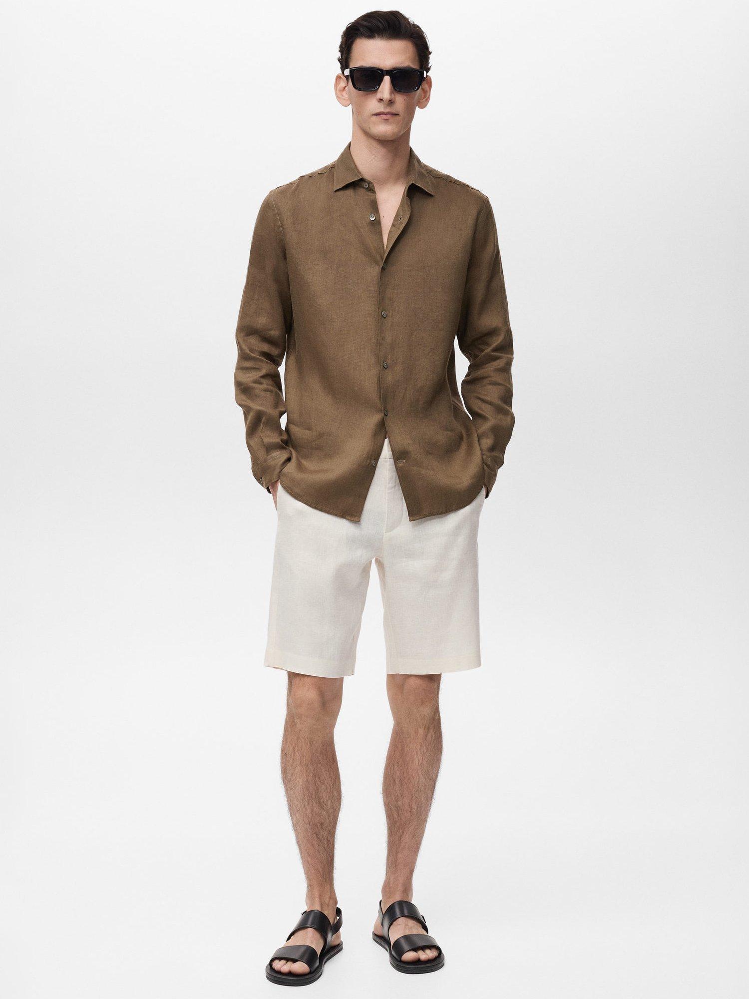 Product image 2 of 9, which shows Mango Carp Linen Shorts, Natural White, 29