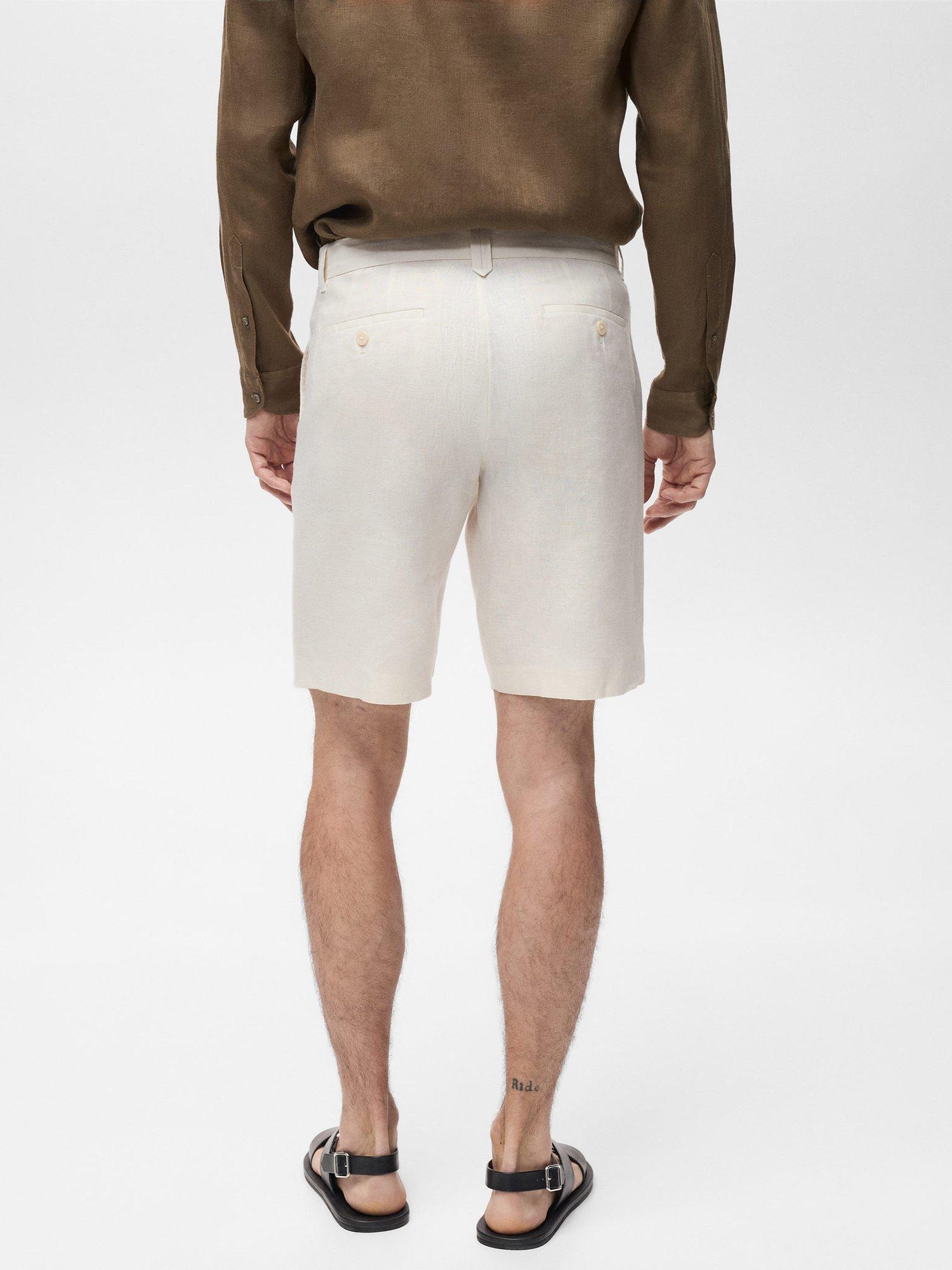 Product image 4 of 9, which shows Mango Carp Linen Shorts, Natural White, 29