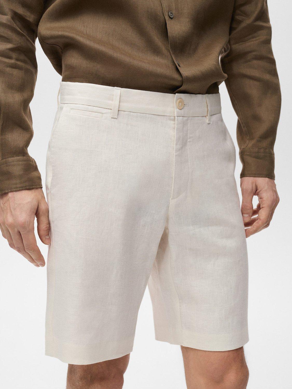 Product image 6 of 9, which shows Mango Carp Linen Shorts, Natural White, 29