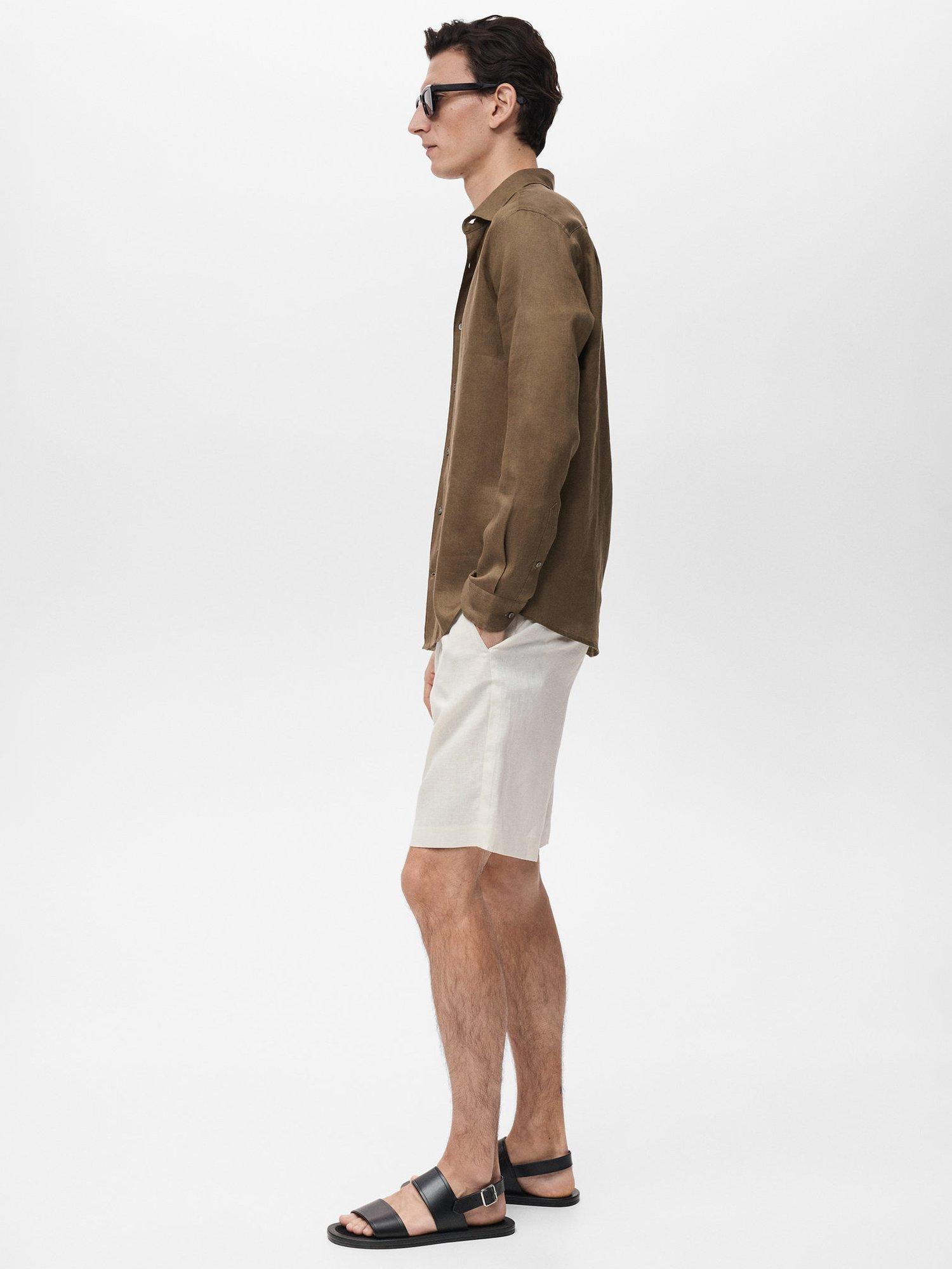 Product image 7 of 9, which shows Mango Carp Linen Shorts, Natural White, 29