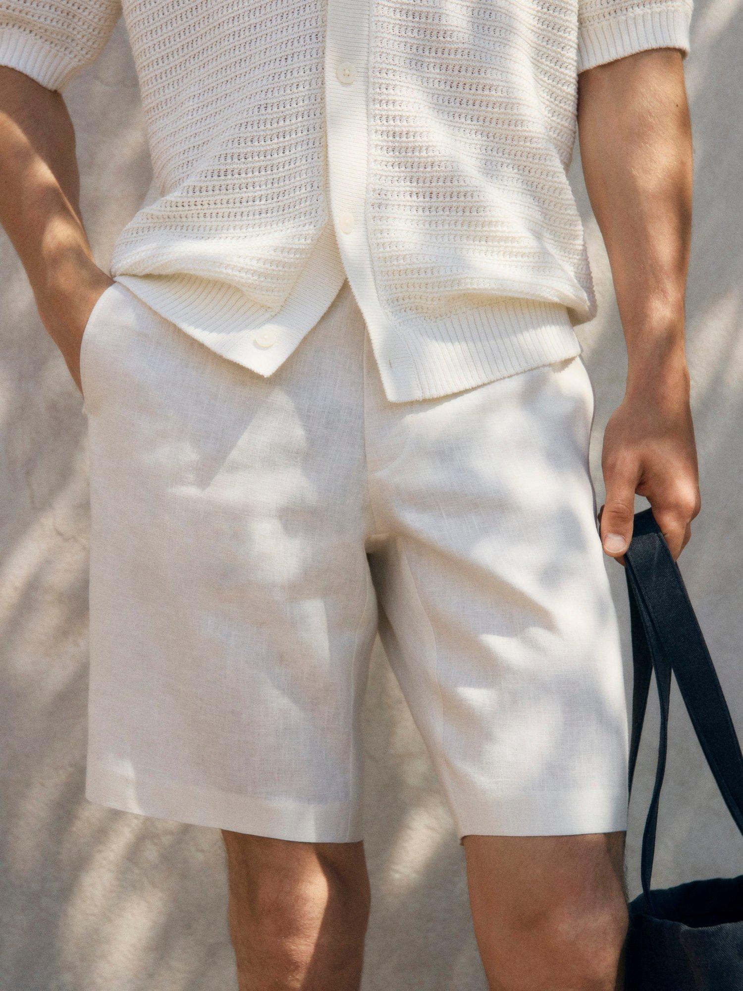 Product image 8 of 9, which shows Mango Carp Linen Shorts, Natural White, 29