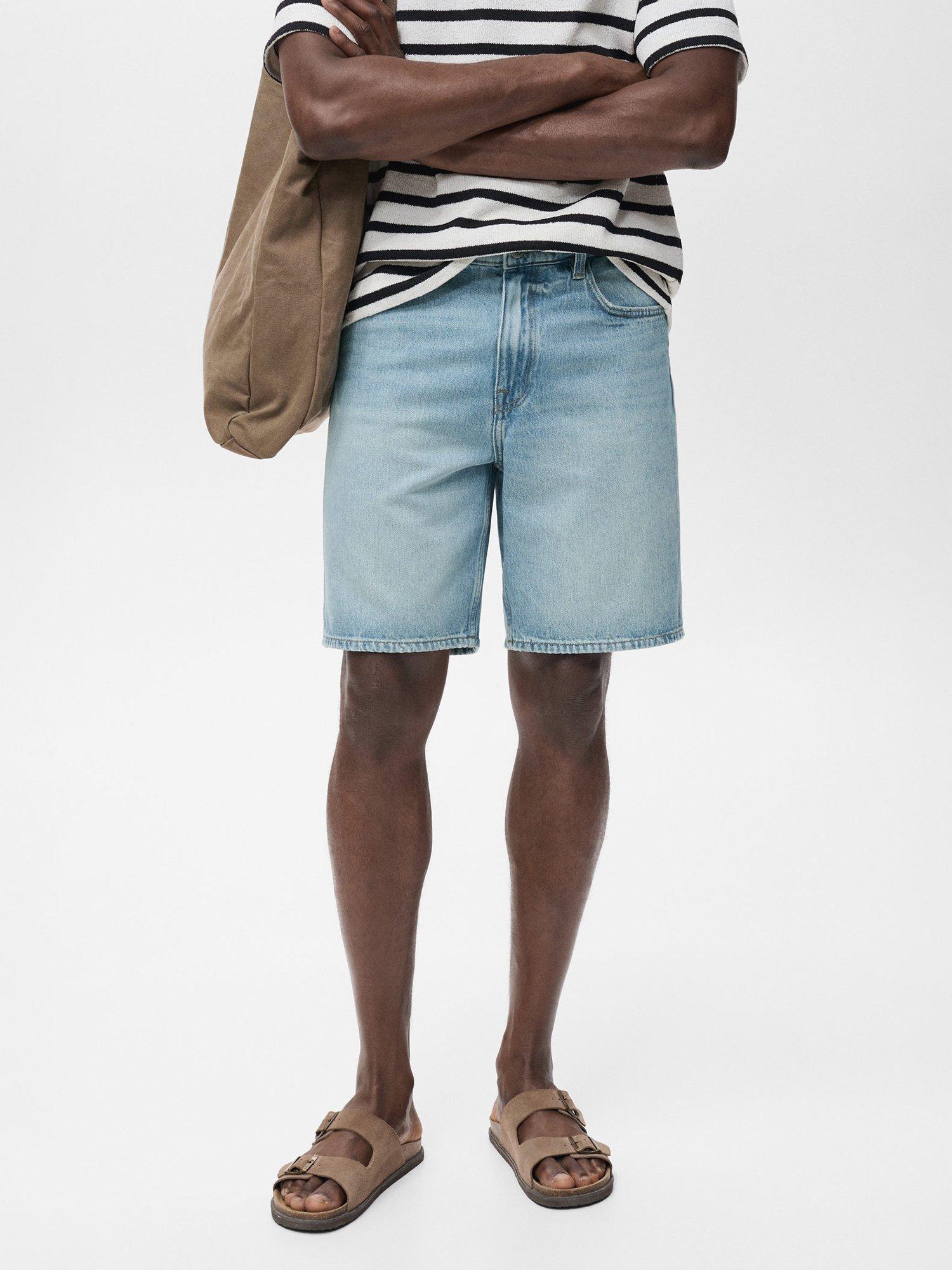 Product image 1 of 8, which shows Mango Jarod Cotton Shorts, Mid Blue, 30