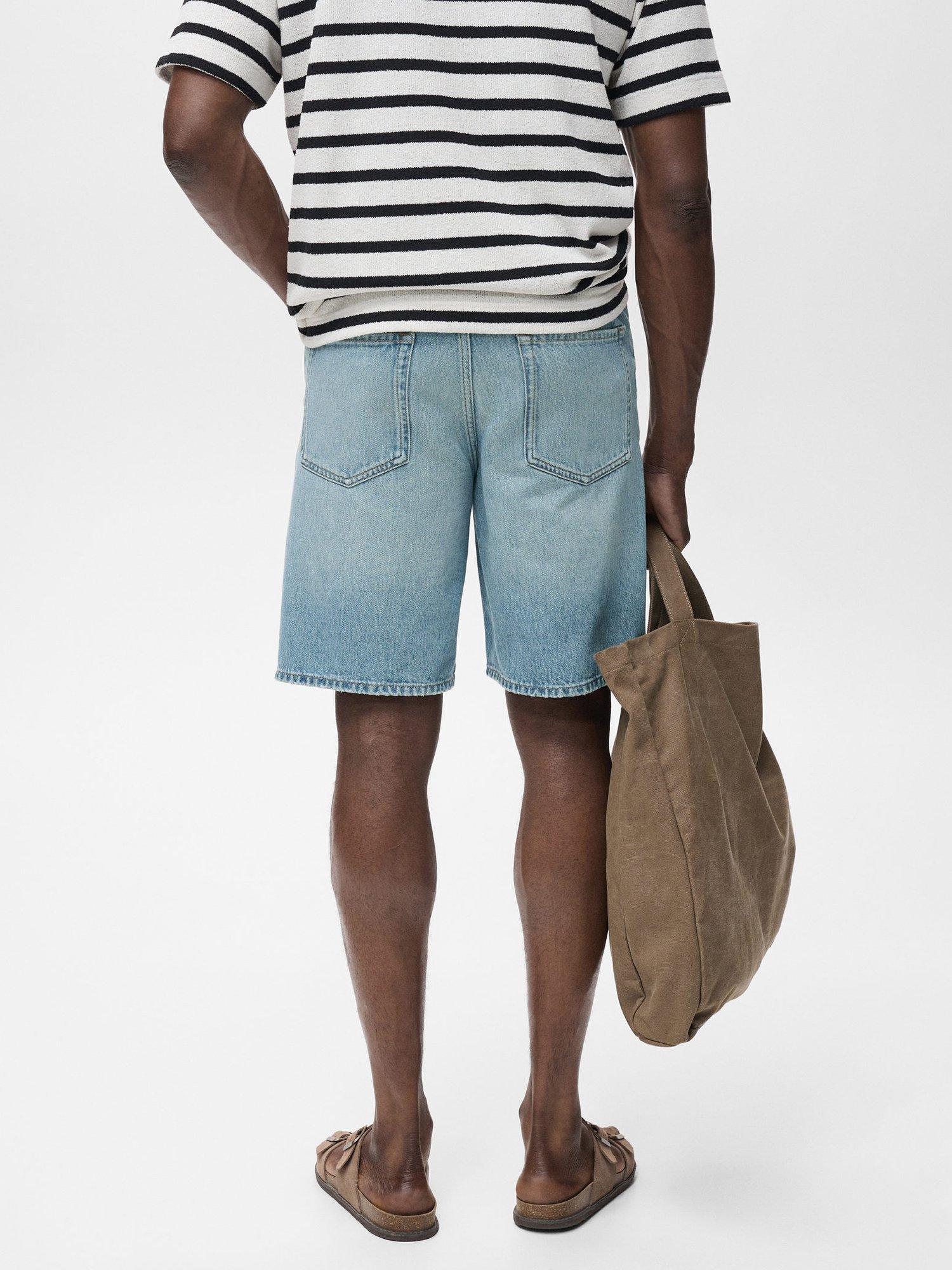 Product image 4 of 8, which shows Mango Jarod Cotton Shorts, Mid Blue, 30