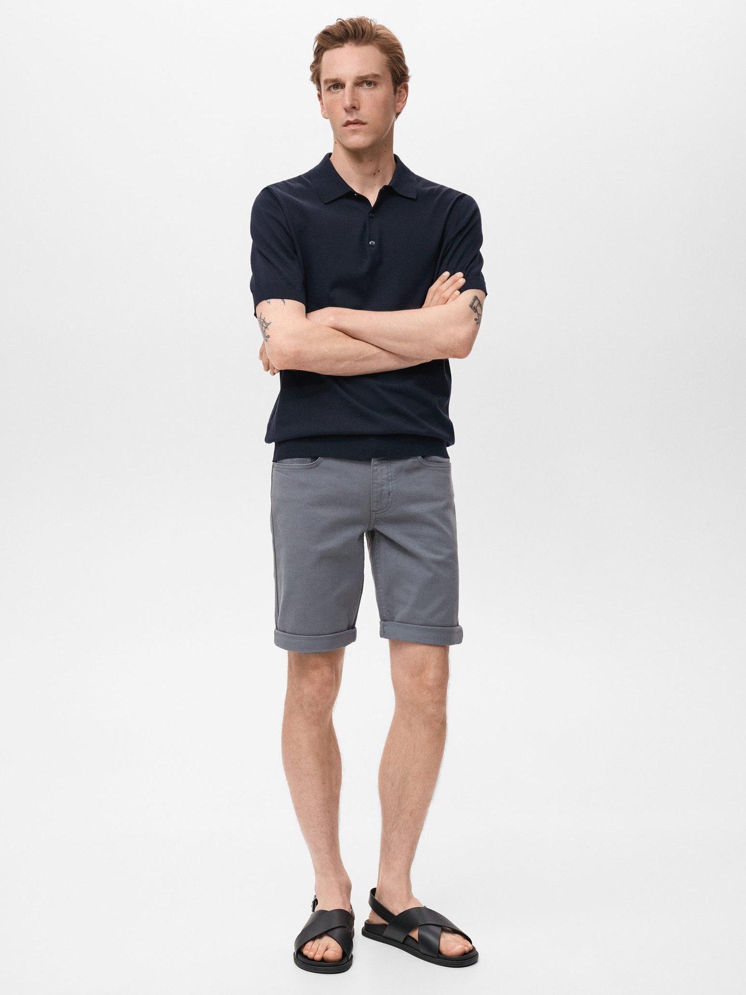 Product image 2 of 8, which shows Mango Nepto Cotton Blend Shorts, Medium Blue, 30