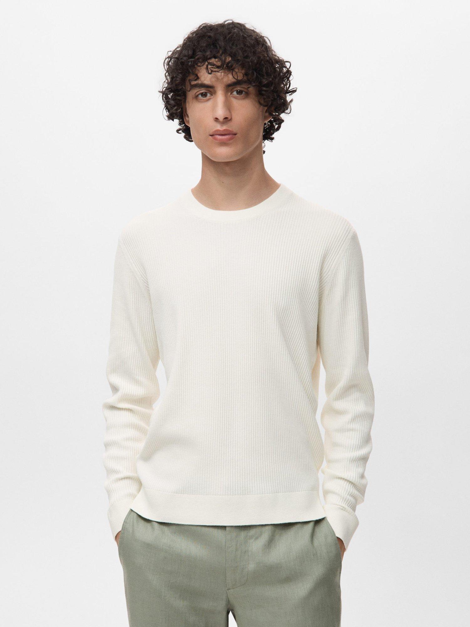 Product image 1 of 8, which shows Mango Antigua Crew Neck Jumper, Natural White, S