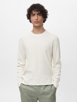 Mango Antigua Crew Neck Jumper, Natural White