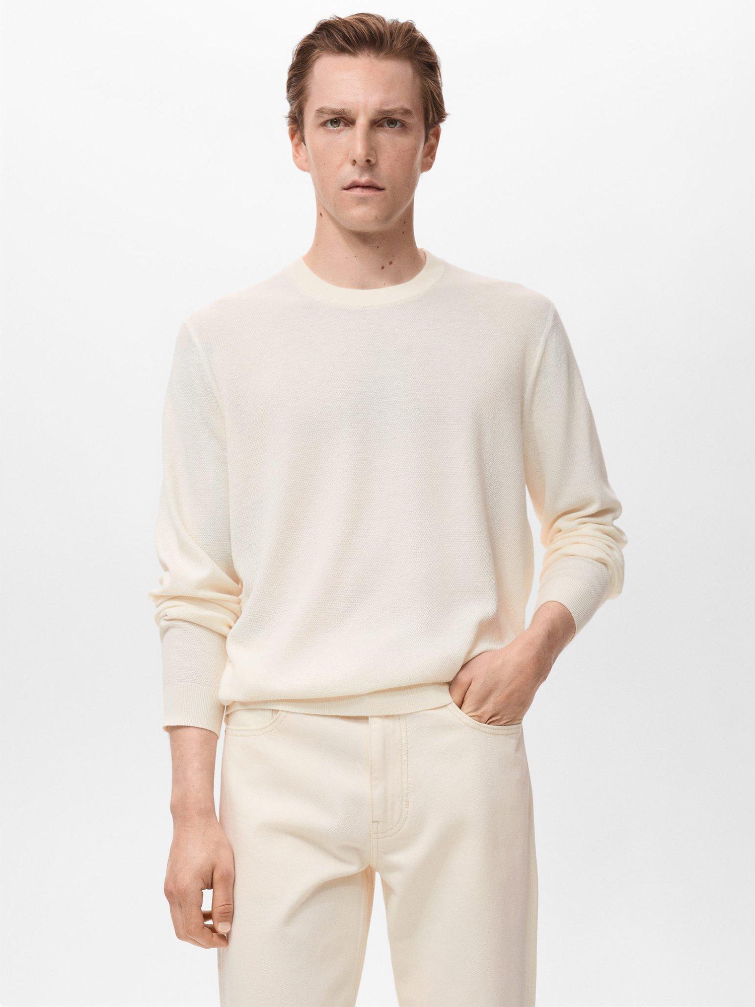 Product image 1 of 8, which shows Mango Avena Crew Neck Jumper, White, L