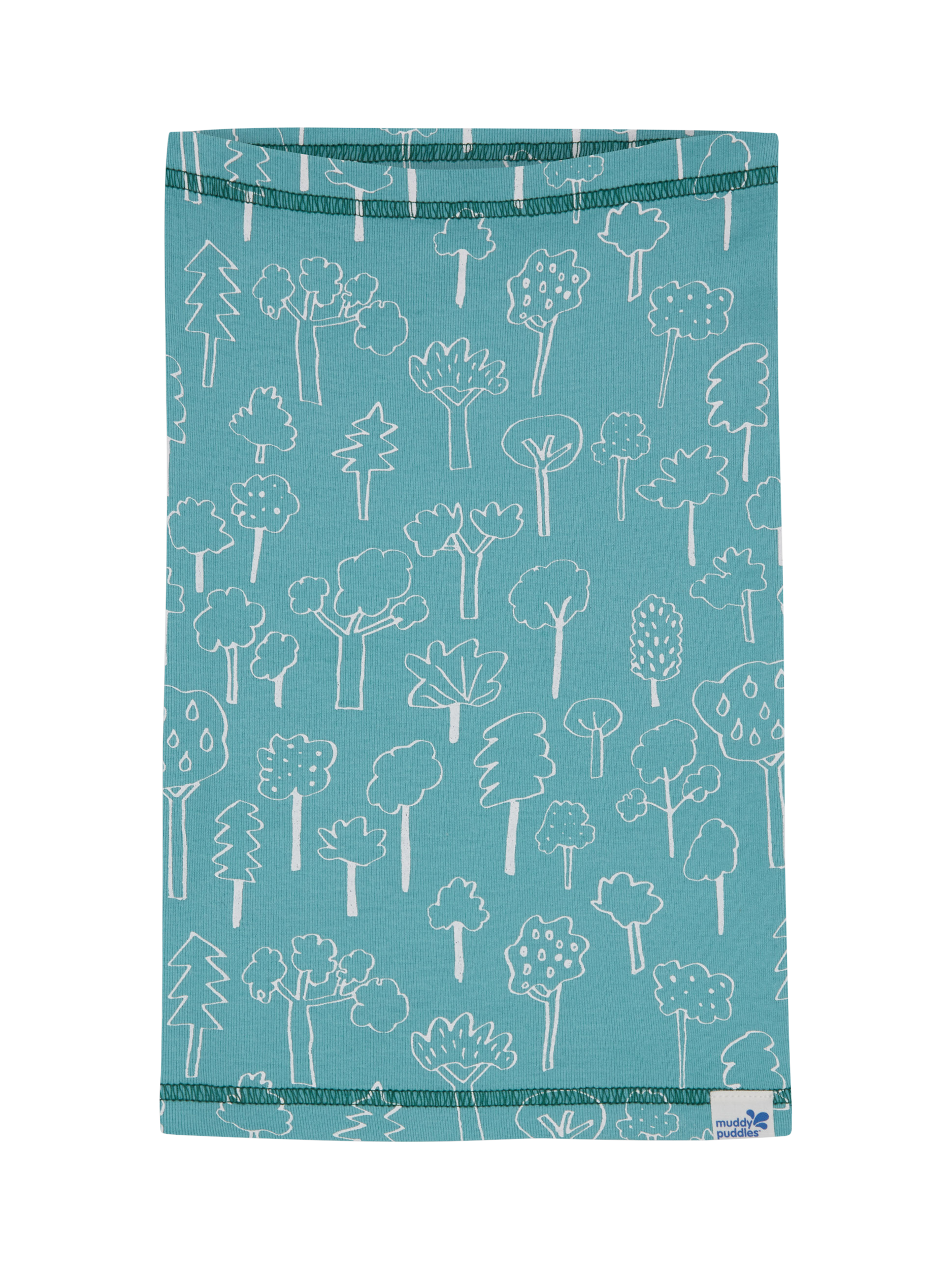 Product image 1 of 3, which shows Muddy Puddles Kids' Cotton Blend Snood Neck Warmer, Turquoise Forest, One Size