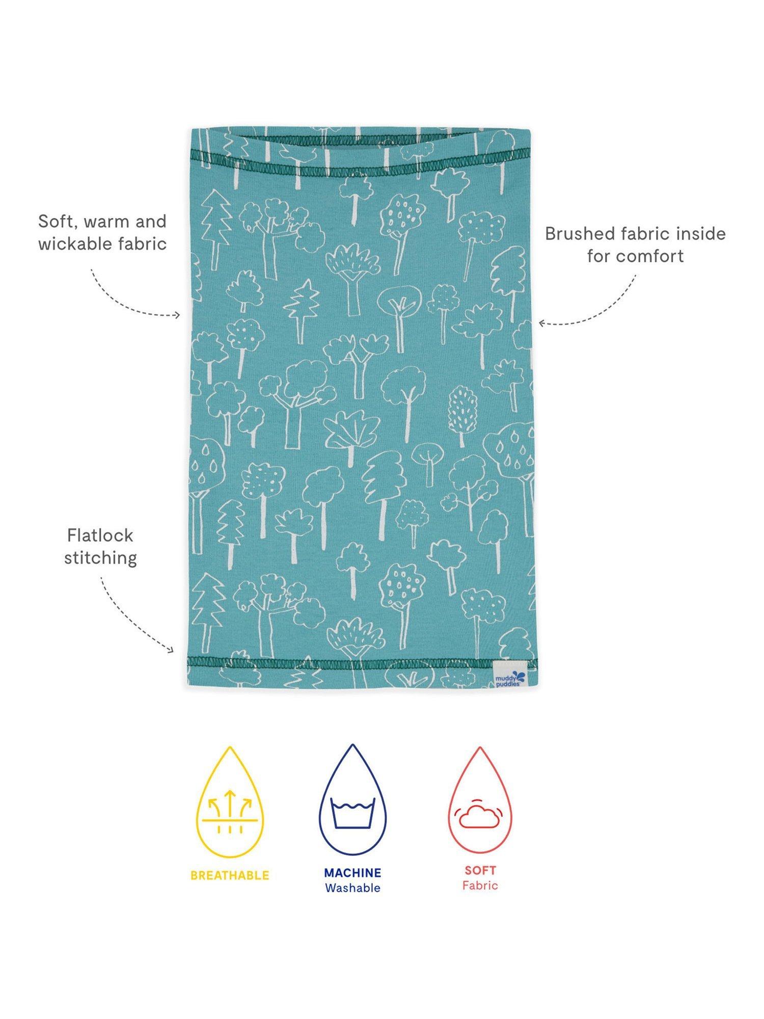 Product image 3 of 3, which shows Muddy Puddles Kids' Cotton Blend Snood Neck Warmer, Turquoise Forest, One Size