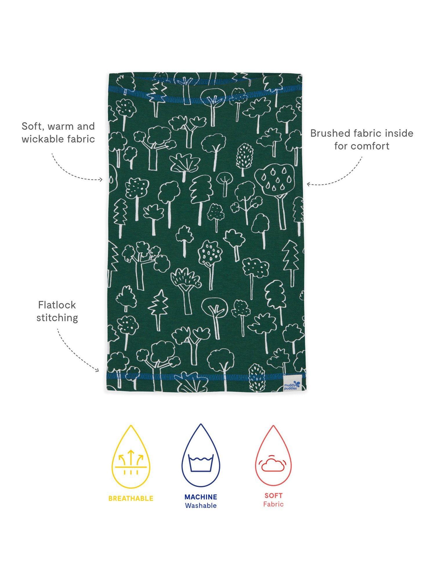 Product image 2 of 2, which shows Muddy Puddles Kids' Cotton Blend Snood Neck Warmer, Green Forest, One Size