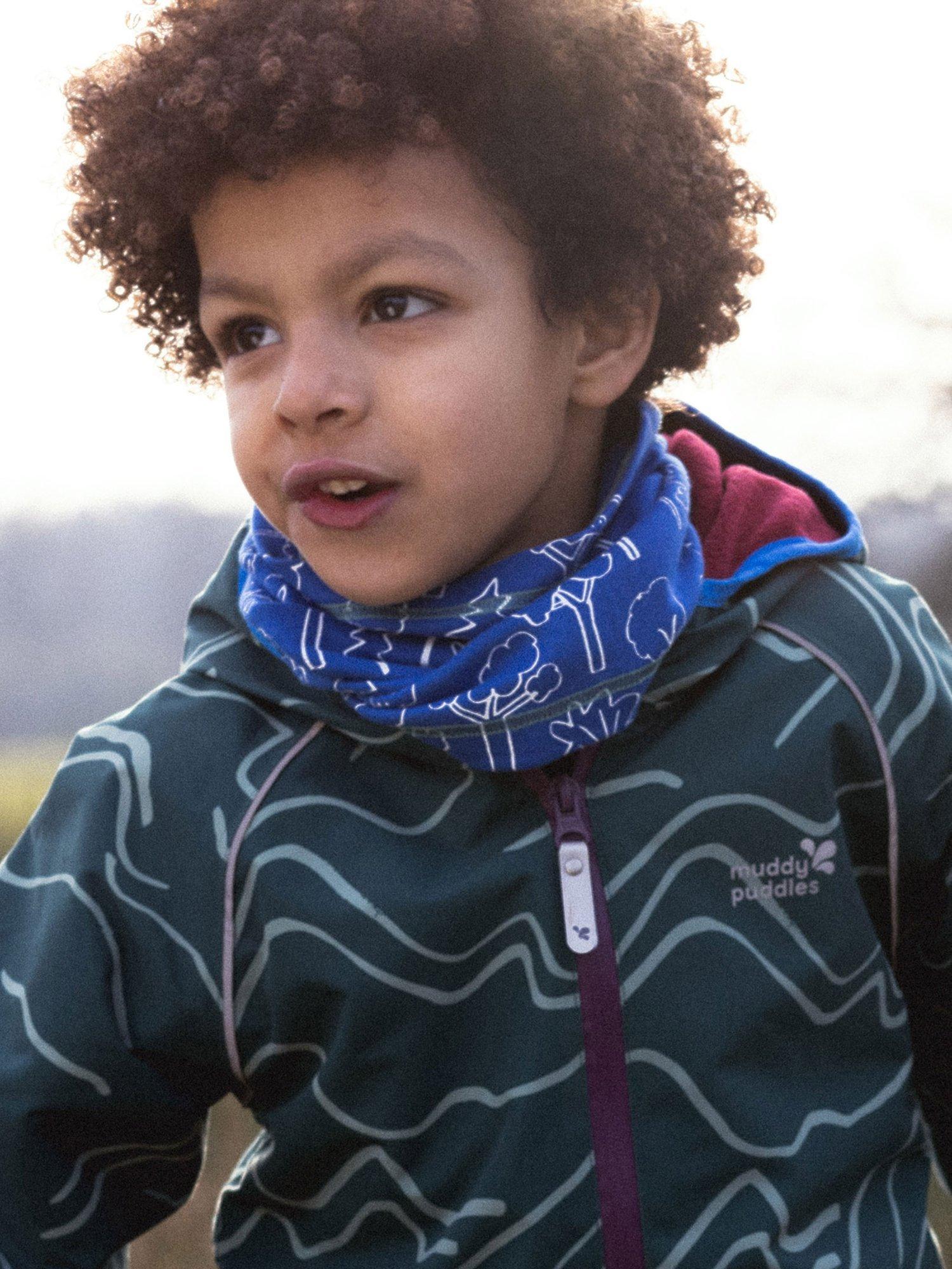 Product image 2 of 3, which shows Muddy Puddles Kids' Cotton Blend Snood Neck Warmer, Blue Forest, One Size