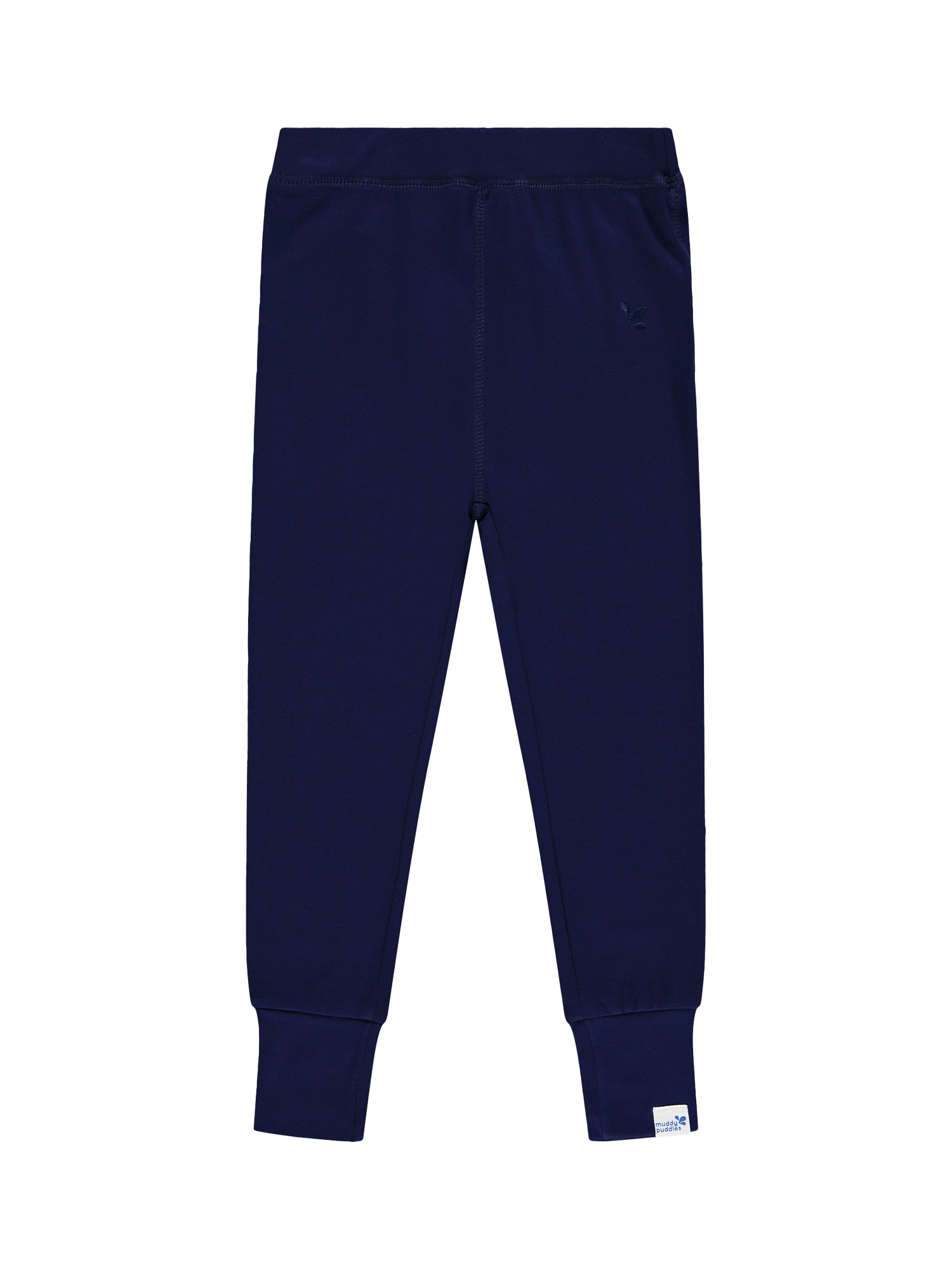 Product image 1 of 4, which shows Muddy Puddles Kids' Cotton Blend Base Layer Bottoms, Navy Blue, 6-12 months