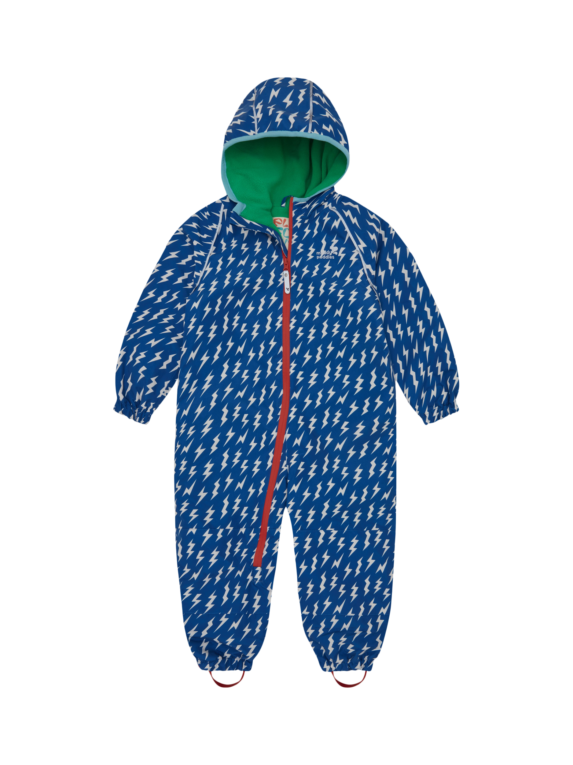 Product image 1 of 8, which shows Kids’ All-In-One Hooded Suit, Blue Bolt, 0-6 months
