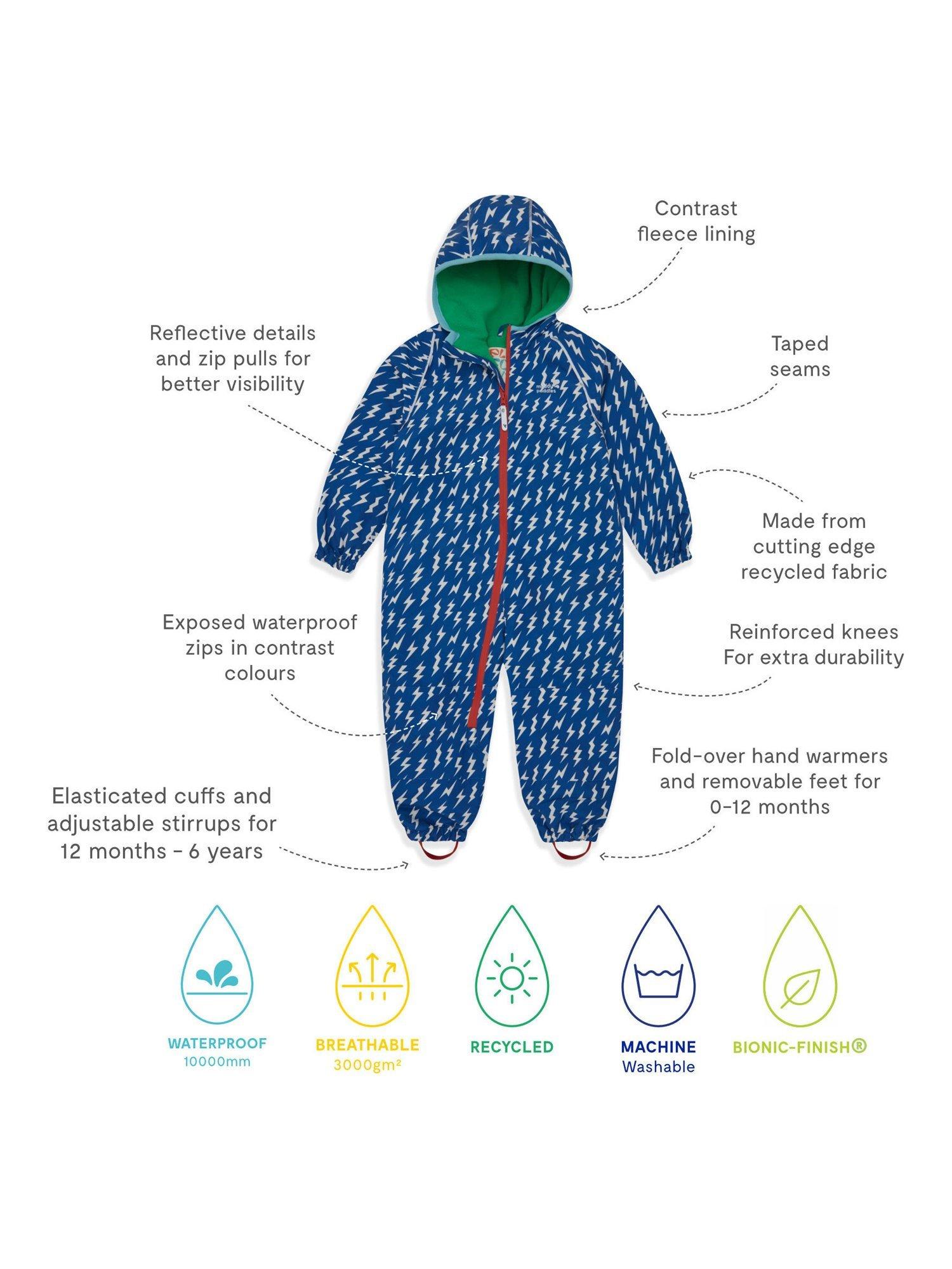 Product image 4 of 8, which shows Kids’ All-In-One Hooded Suit, Blue Bolt, 0-6 months