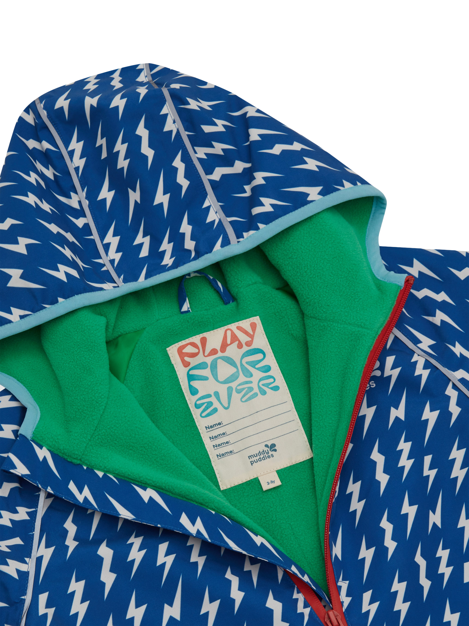 Product image 5 of 8, which shows Kids’ All-In-One Hooded Suit, Blue Bolt, 0-6 months