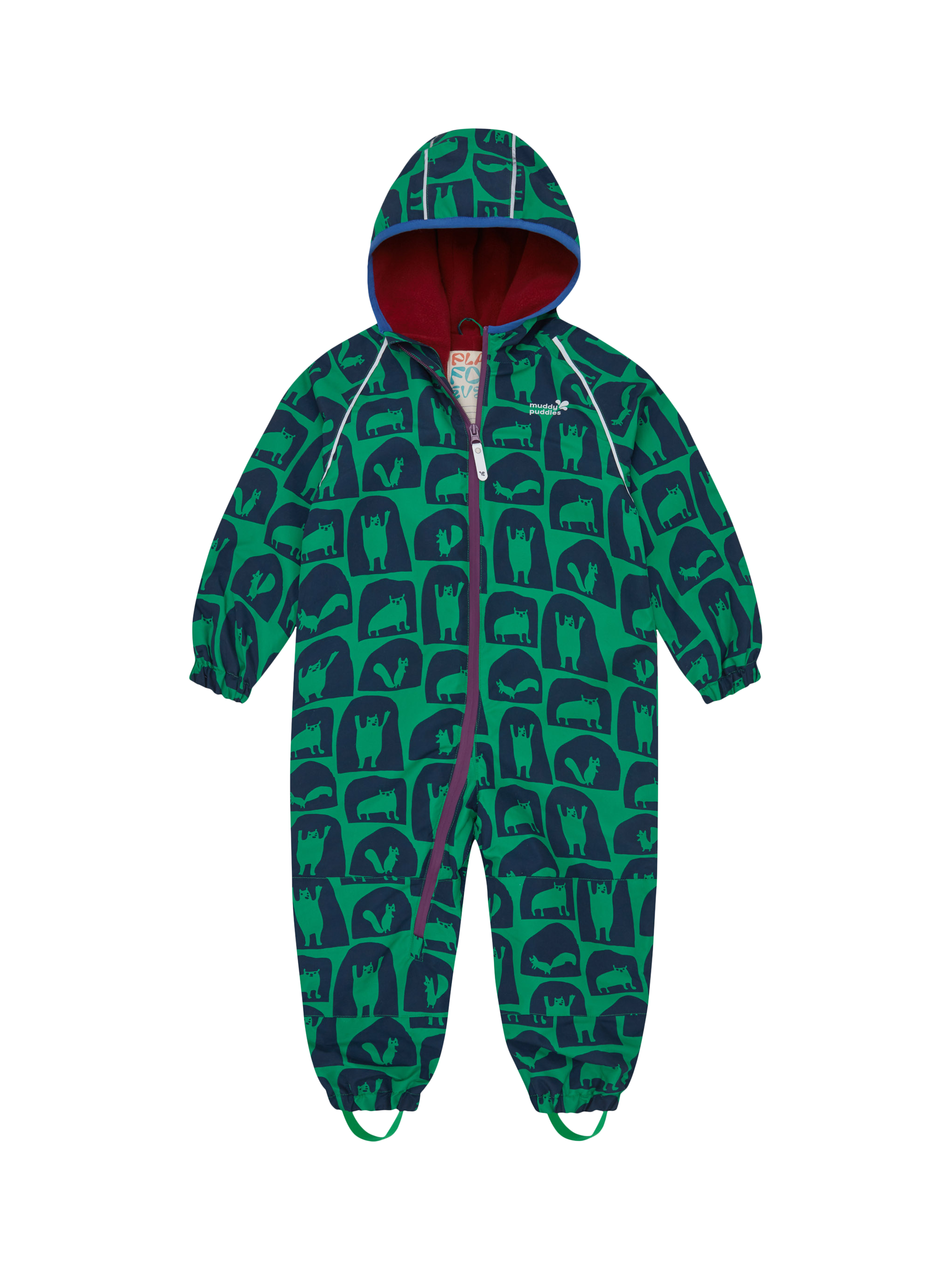 Product image 1 of 8, which shows Kids’ All-In-One Hooded Suit, Green Cave, 0-6 months