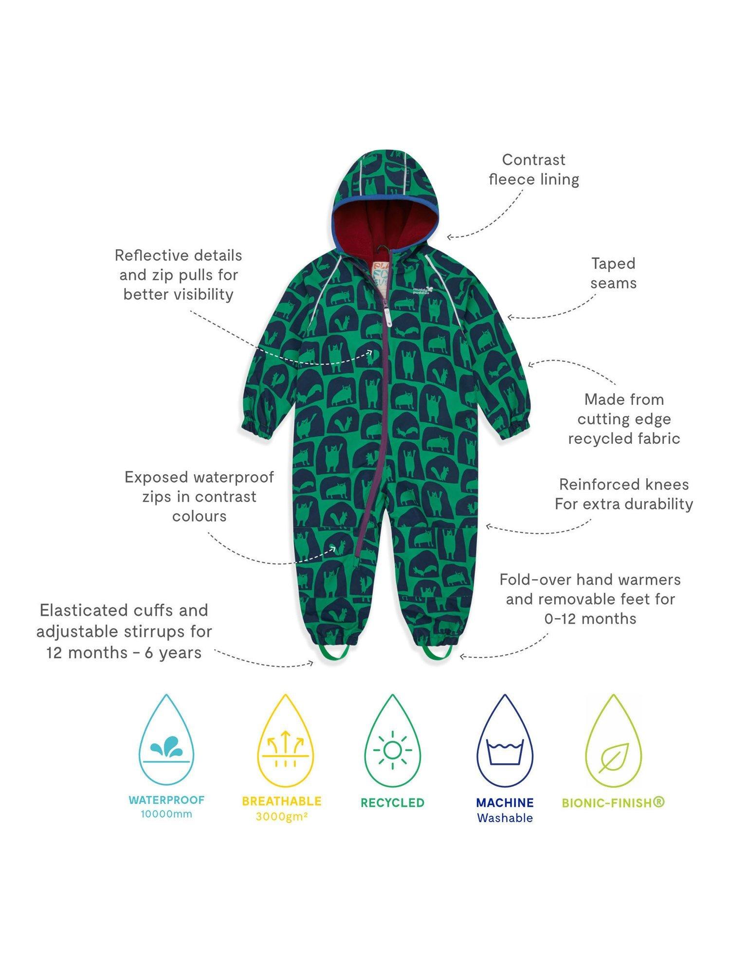 Product image 4 of 8, which shows Kids’ All-In-One Hooded Suit, Green Cave, 0-6 months