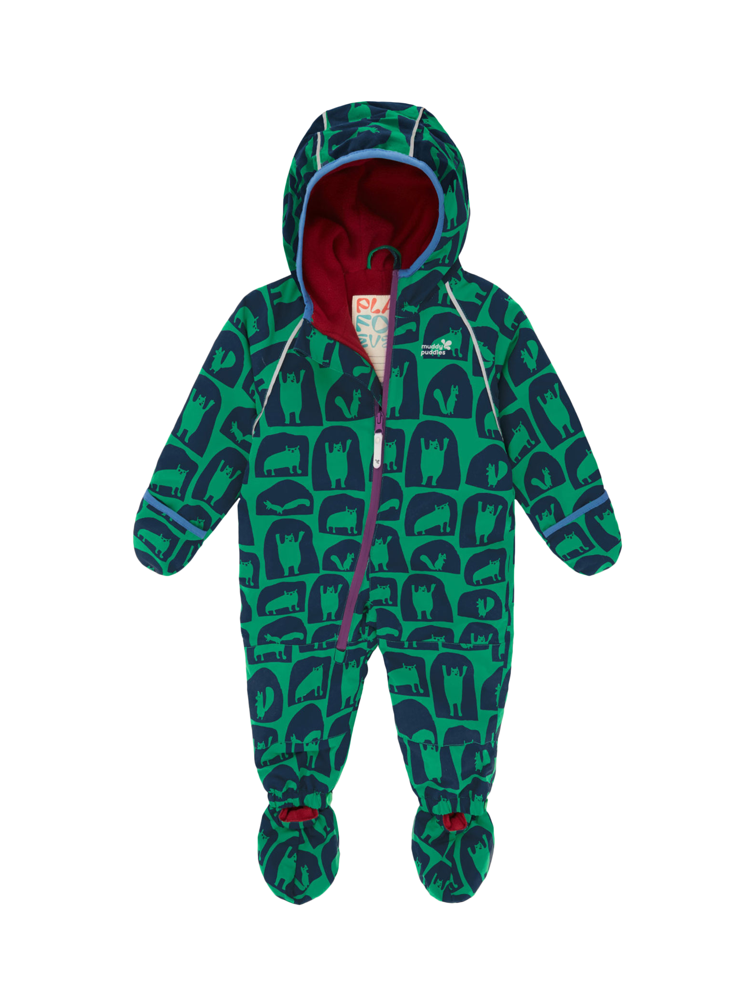 Product image 8 of 8, which shows Kids’ All-In-One Hooded Suit, Green Cave, 0-6 months