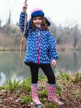 Muddy Puddles Kids' Splash Hooded Rain Jacket, Blue Bolt