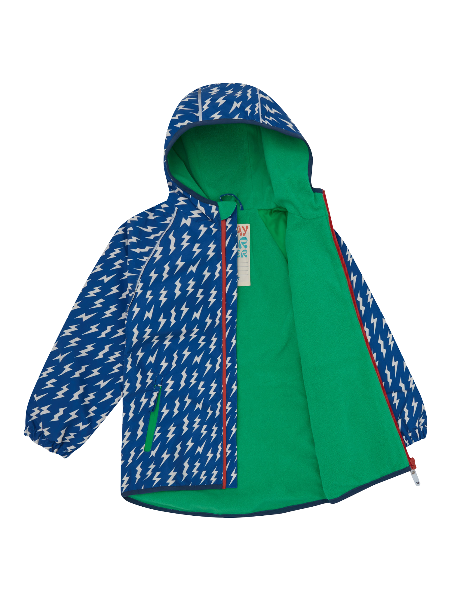 Product image 6 of 7, which shows Muddy Puddles Kids' Splash Hooded Rain Jacket, Blue Bolt, 18-24 months