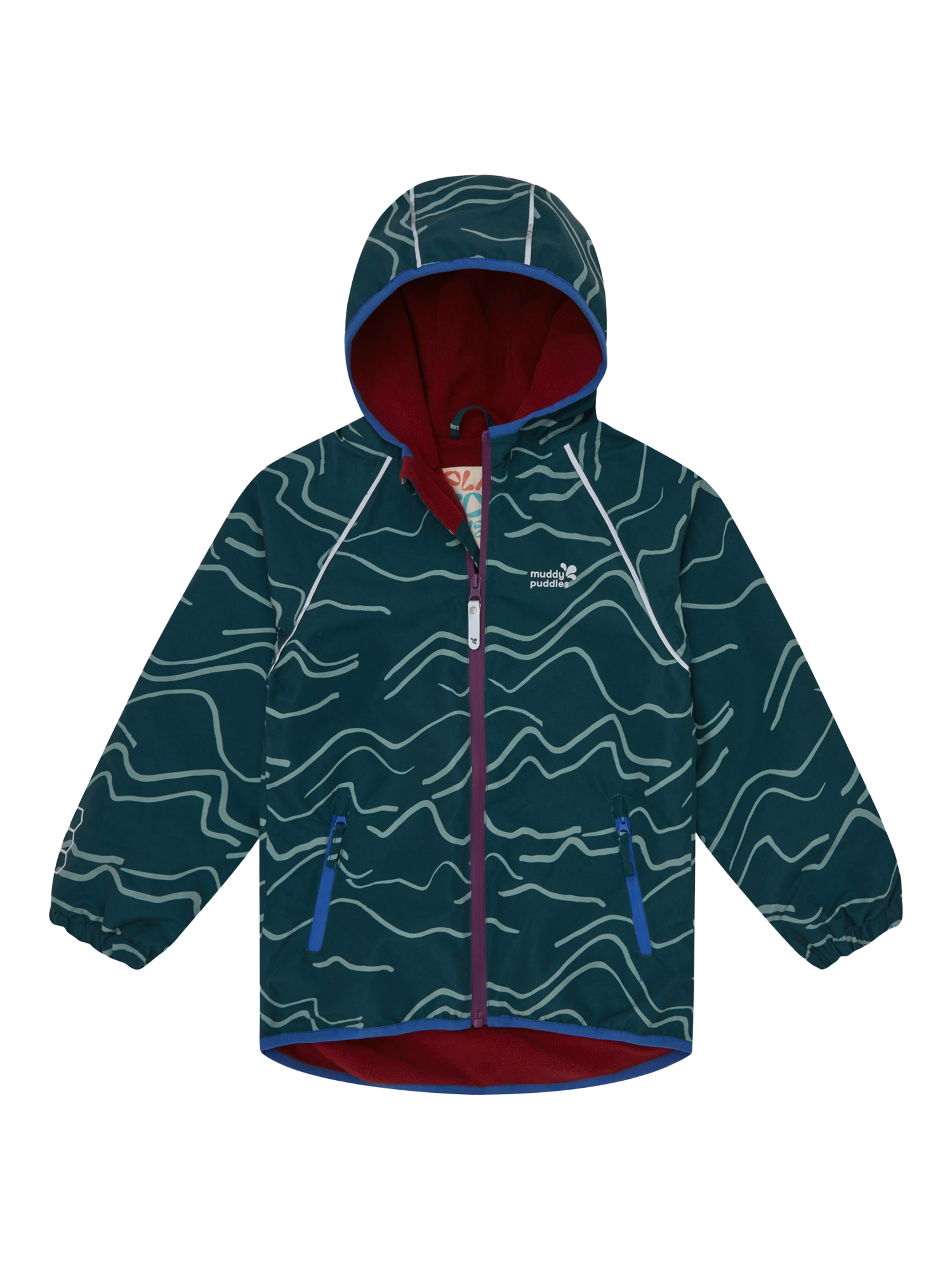 Product image 1 of 7, which shows Muddy Puddles Kids' Splash Hooded Rain Jacket, Green Mountain, 18-24 months
