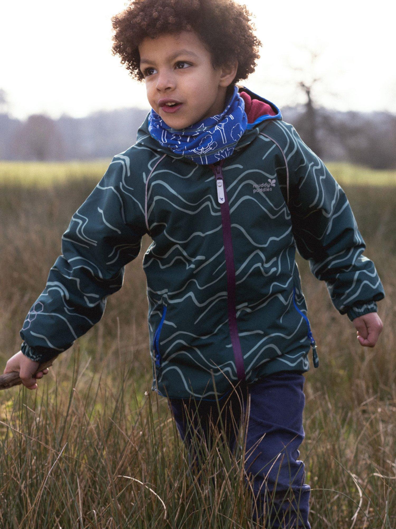 Product image 2 of 7, which shows Muddy Puddles Kids' Splash Hooded Rain Jacket, Green Mountain, 18-24 months