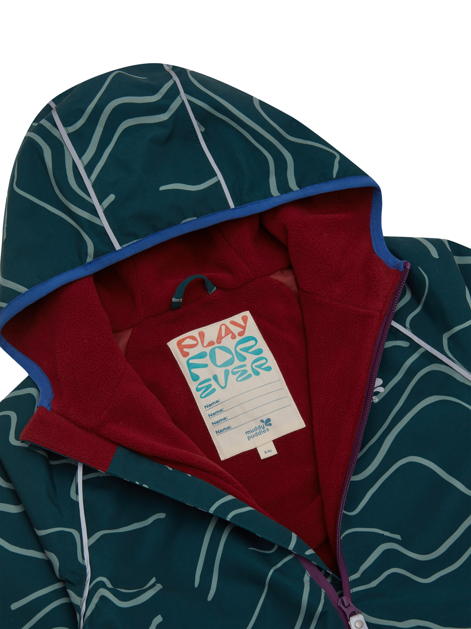 Product image 5 of 7, which shows Muddy Puddles Kids' Splash Hooded Rain Jacket, Green Mountain, 18-24 months