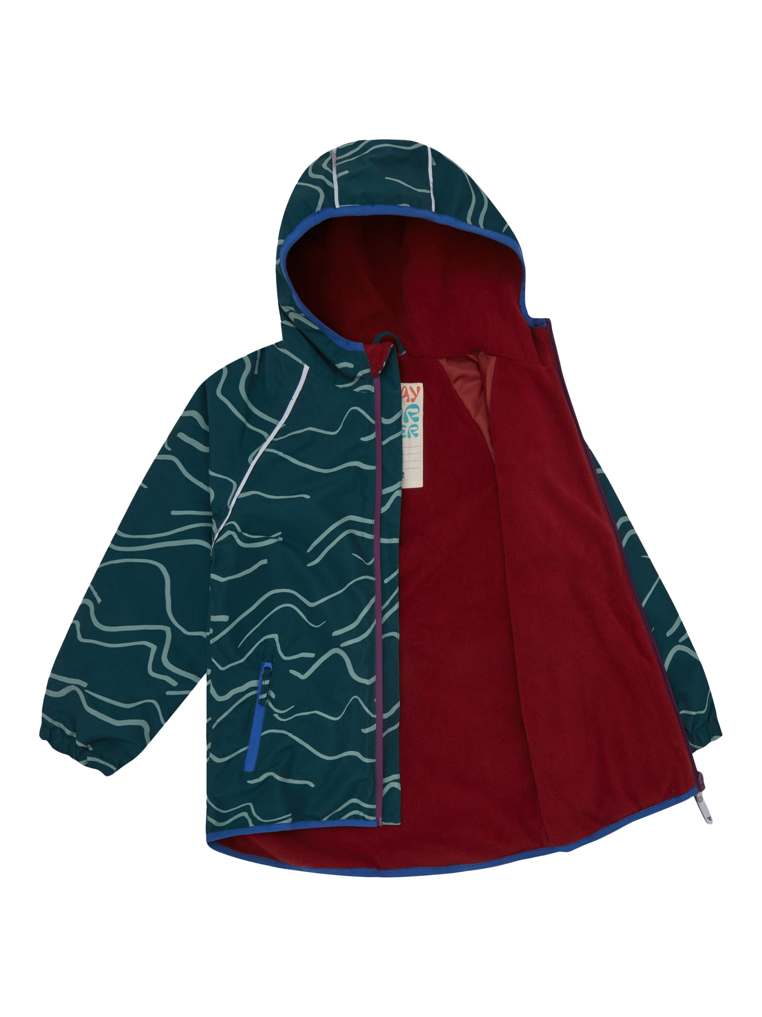 Product image 6 of 7, which shows Muddy Puddles Kids' Splash Hooded Rain Jacket, Green Mountain, 18-24 months