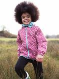Muddy Puddles Kids' Fleece Lined Hooded Jacket, Pink Drops