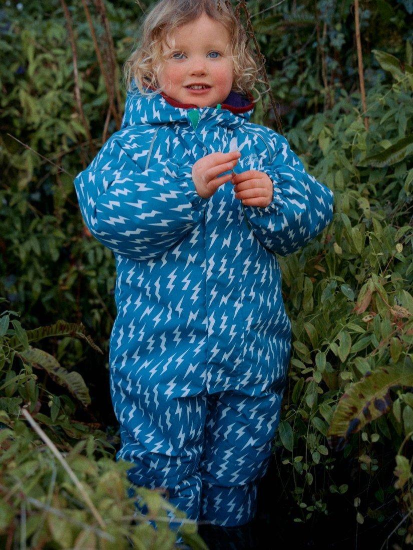 Product image 2 of 8, which shows Muddy Puddles Kids' All-In-One Hooded Suit, Blue Bolt, 0-6 months
