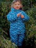 Muddy Puddles Kids' All-In-One Hooded Suit, Blue Bolt