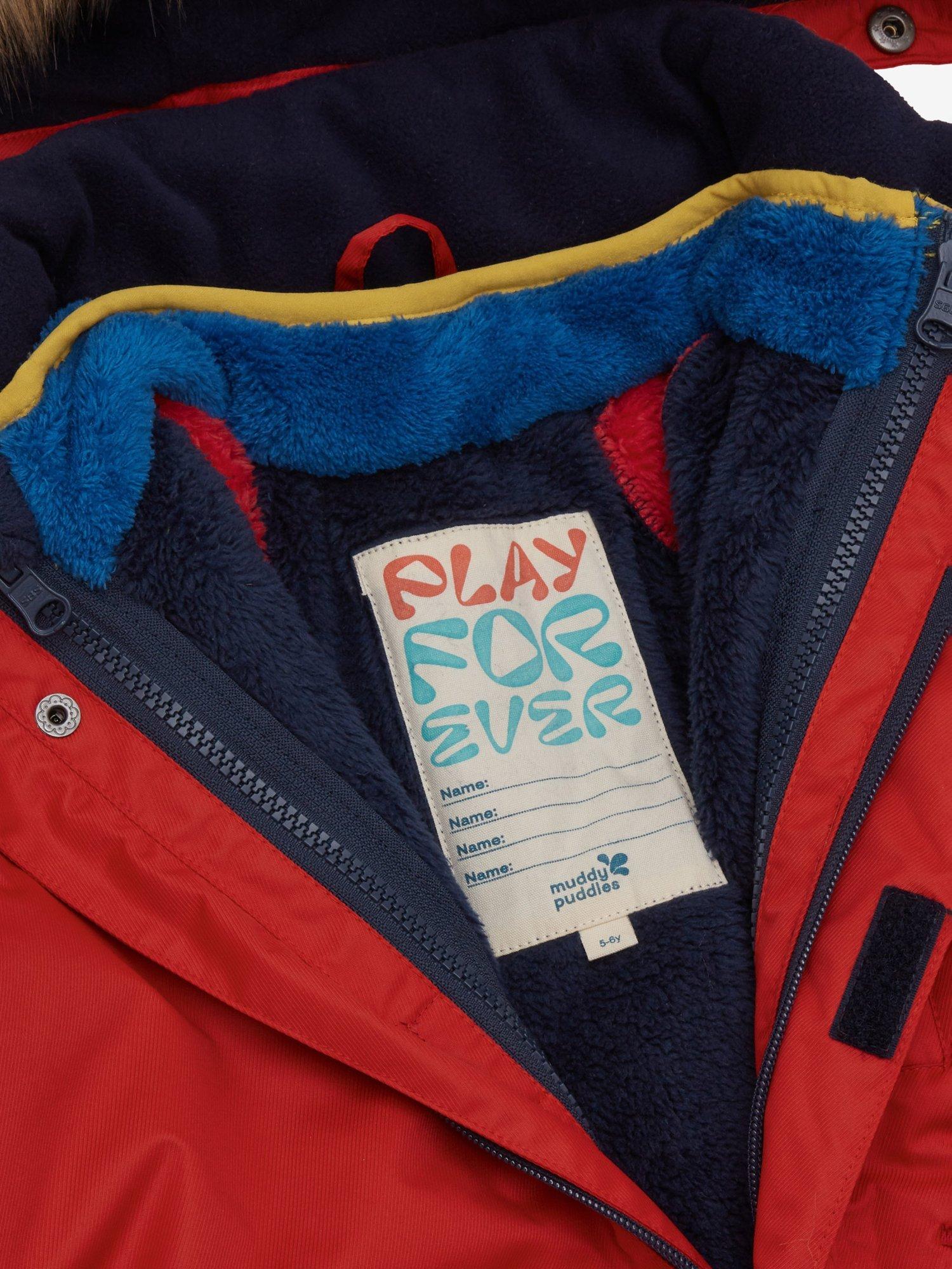 Product image 6 of 10, which shows Muddy Puddles Kids' 3-in-1 Hooded Parka Coat, Red, 18-24 months