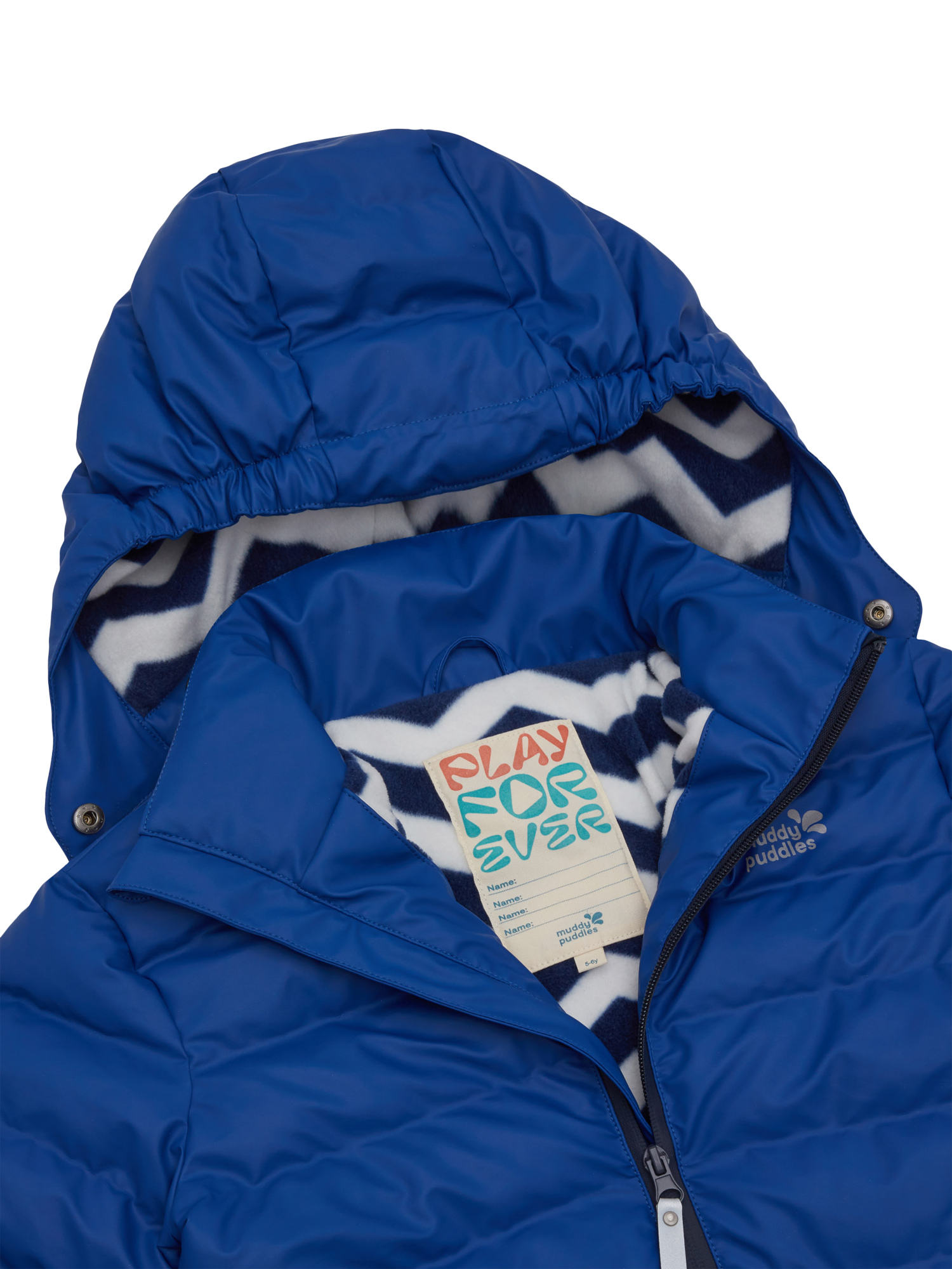 Product image 5 of 8, which shows Muddy Puddles Kids' Hooded Puffer Jacket, Blue, 18-24 months