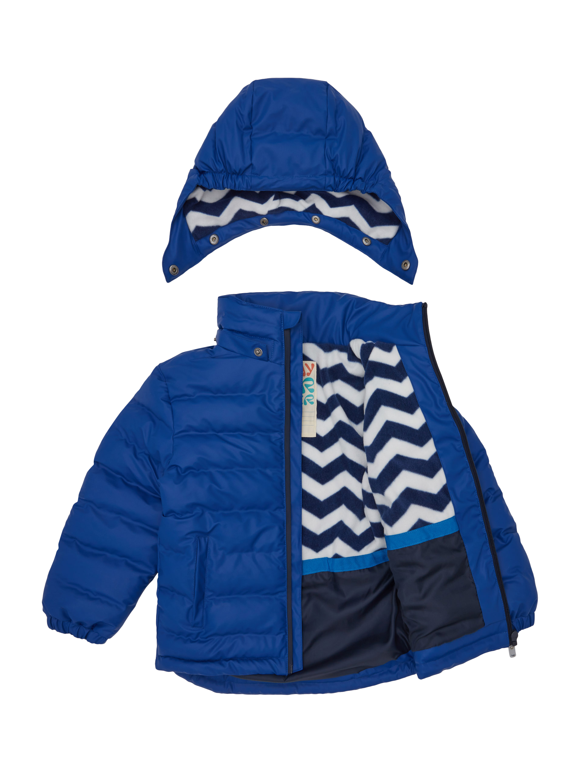 Product image 7 of 8, which shows Muddy Puddles Kids' Hooded Puffer Jacket, Blue, 18-24 months