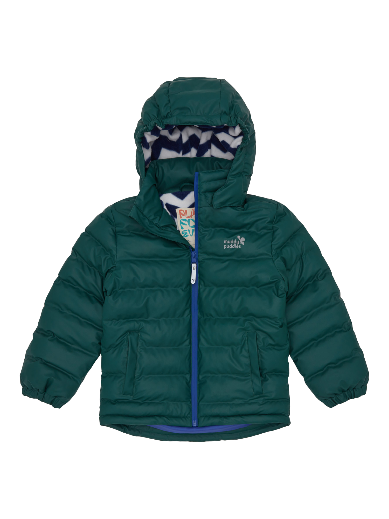 Product image 1 of 8, which shows Muddy Puddles Kids' Hooded Puffer Jacket, Green, 18-24 months