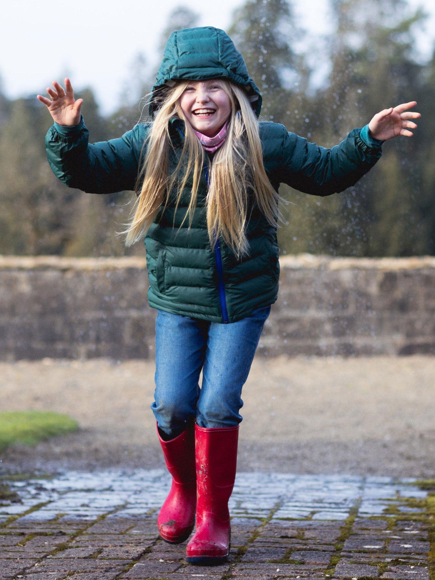 Product image 3 of 8, which shows Muddy Puddles Kids' Hooded Puffer Jacket, Green, 18-24 months