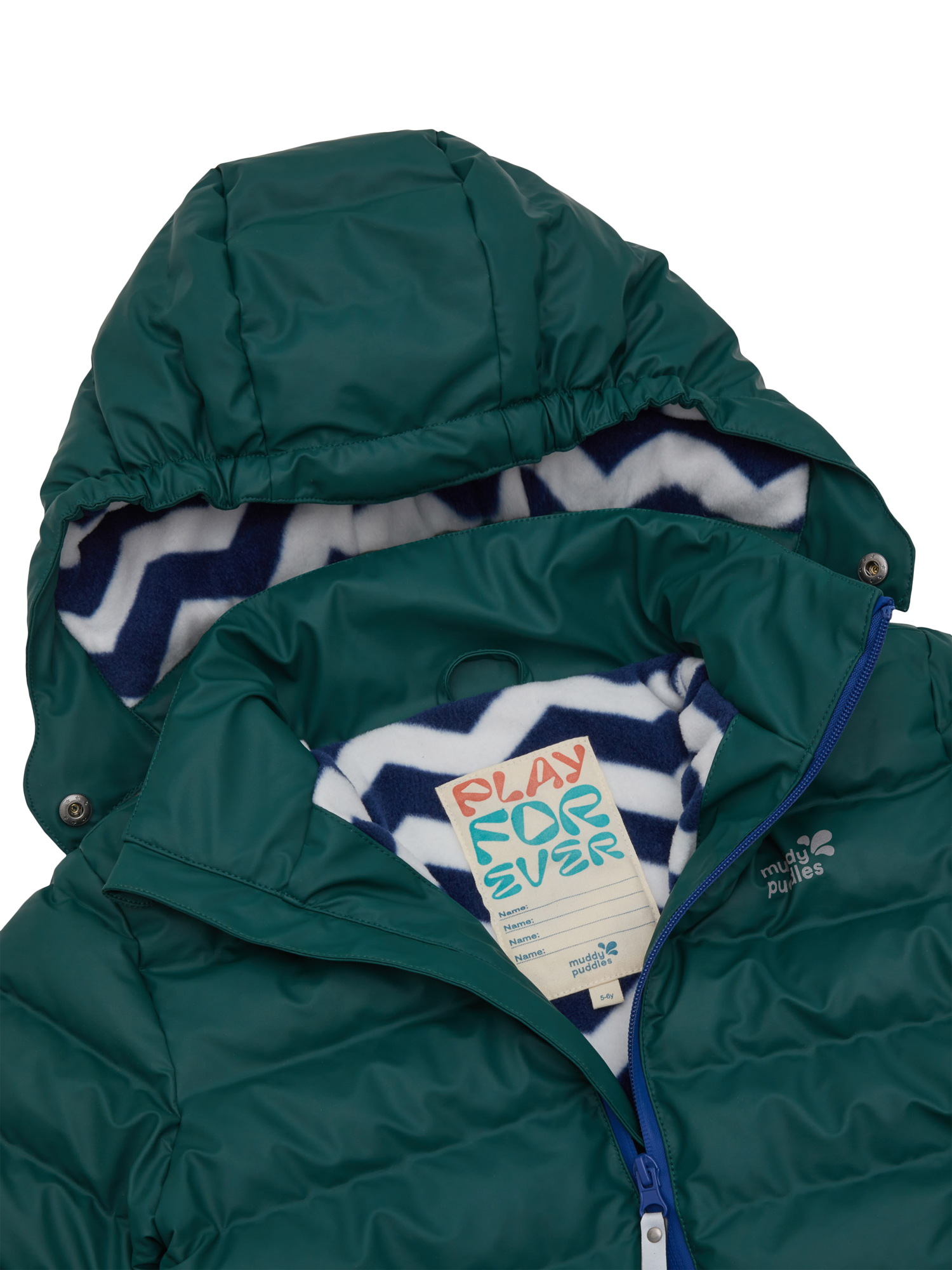 Product image 5 of 8, which shows Muddy Puddles Kids' Hooded Puffer Jacket, Green, 18-24 months