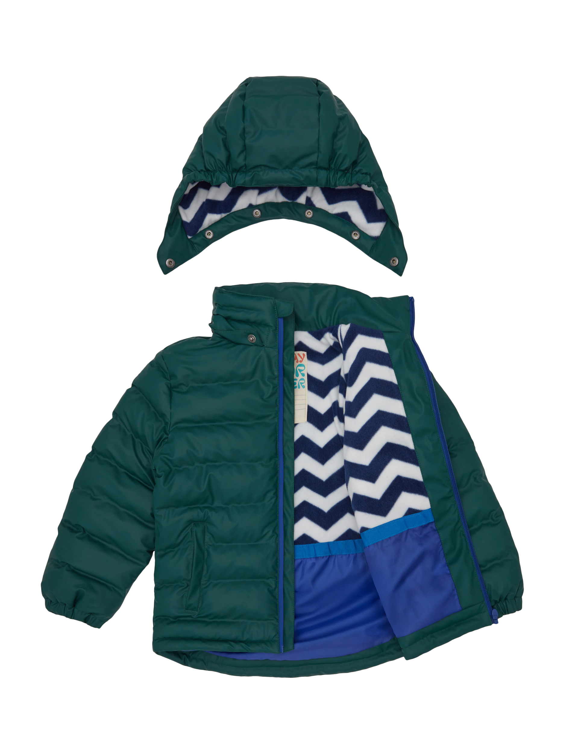 Product image 7 of 8, which shows Muddy Puddles Kids' Hooded Puffer Jacket, Green, 18-24 months
