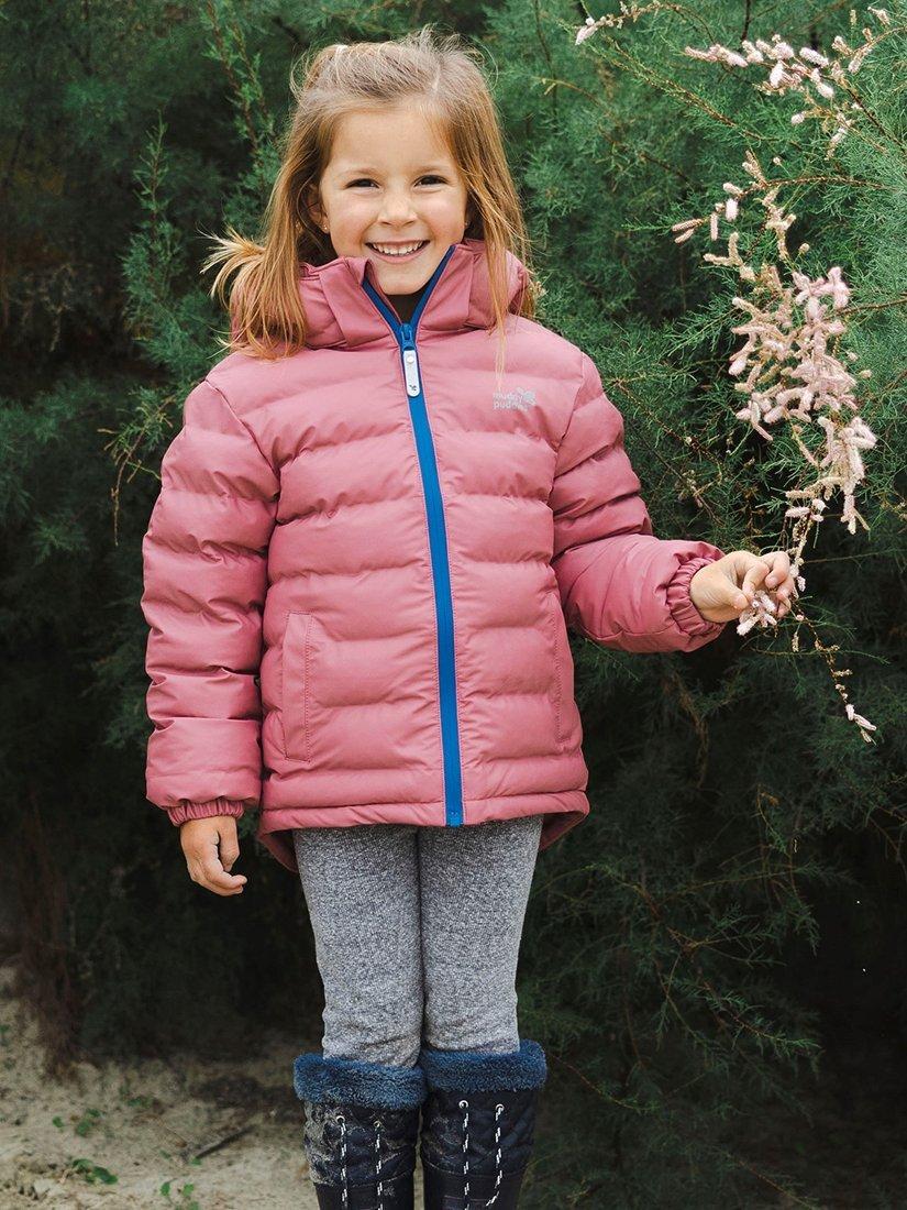 Product image 2 of 8, which shows Muddy Puddles Kids' Hooded Puffer Jacket, Pink, 18-24 months