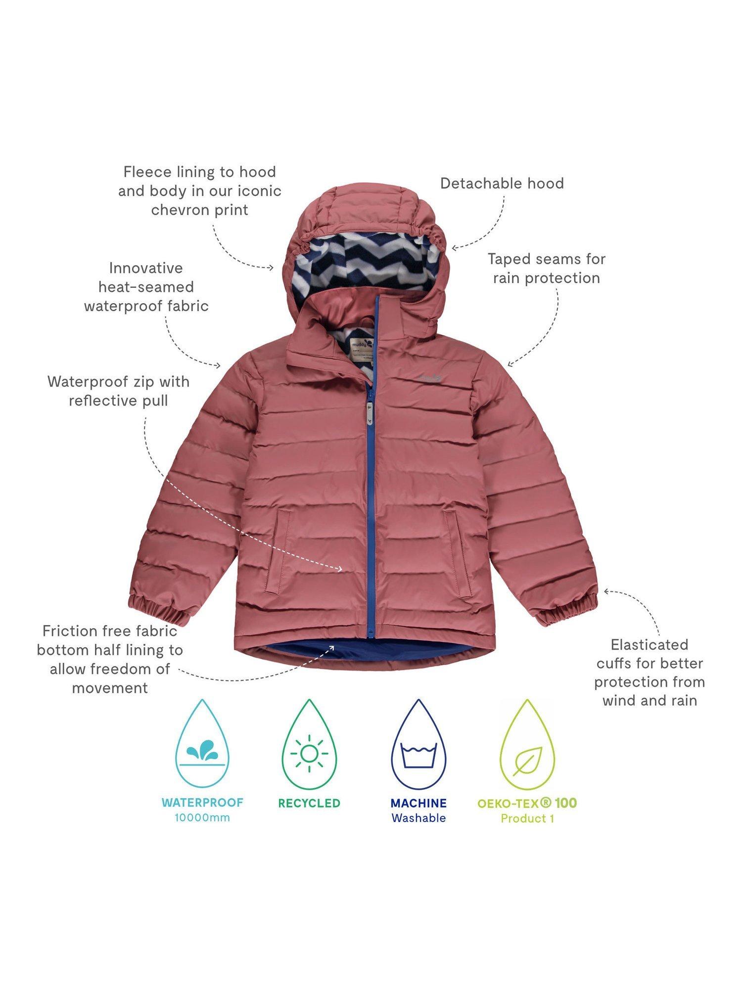 Product image 4 of 8, which shows Muddy Puddles Kids' Hooded Puffer Jacket, Pink, 18-24 months