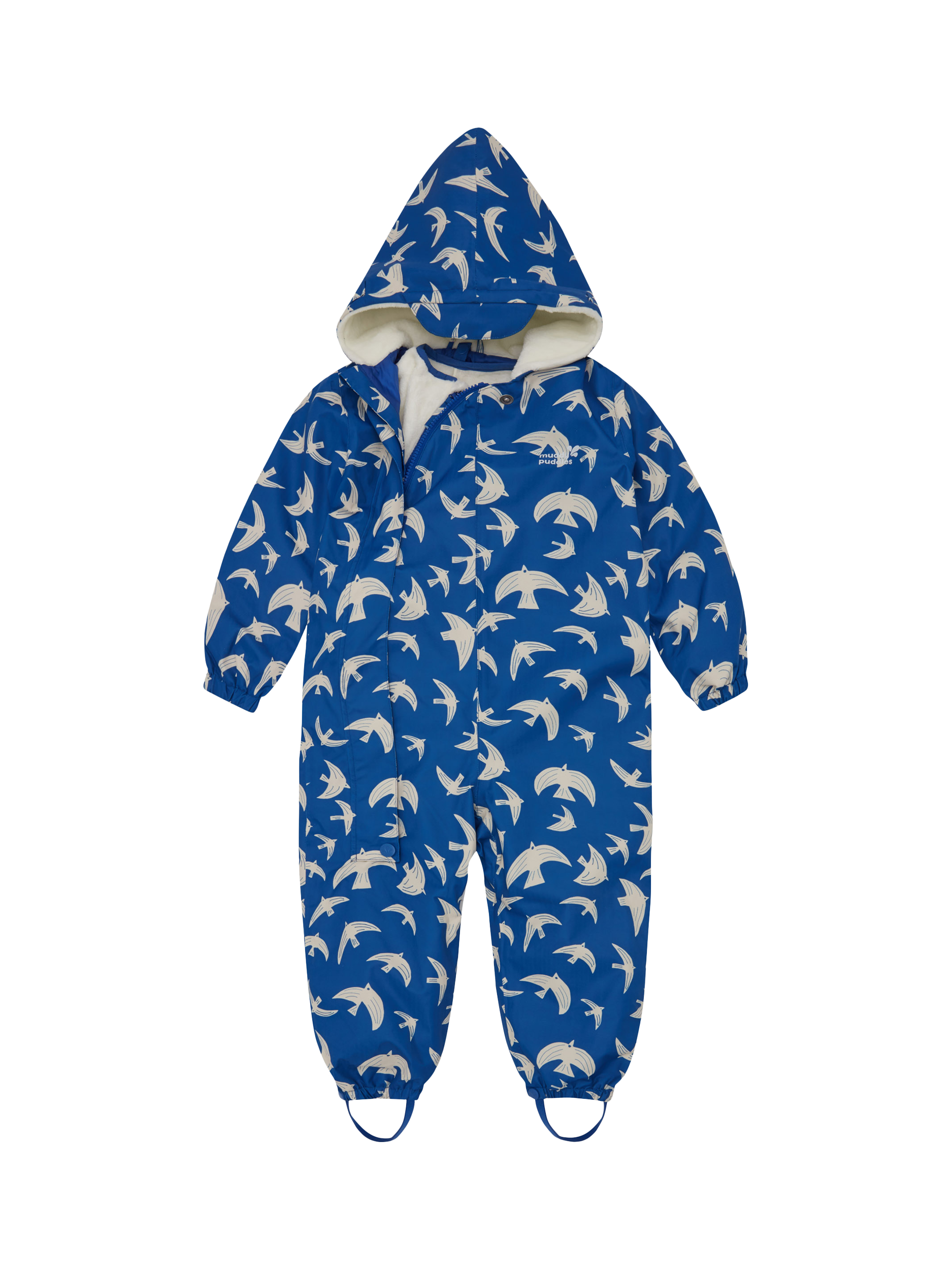 Product image 1 of 10, which shows Muddy Puddles Kids' Hooded 3-in-1 Scampsuit, Blue Bird, 0-6 months