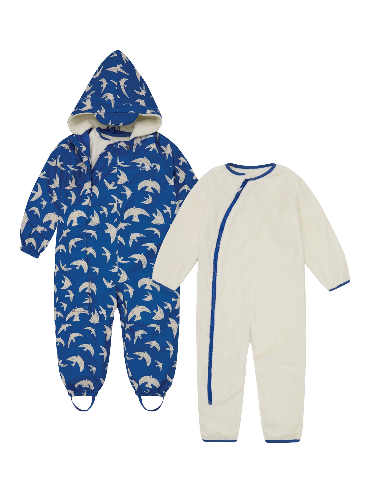 Product image 4 of 10, which shows Muddy Puddles Kids' Hooded 3-in-1 Scampsuit, Blue Bird, 0-6 months