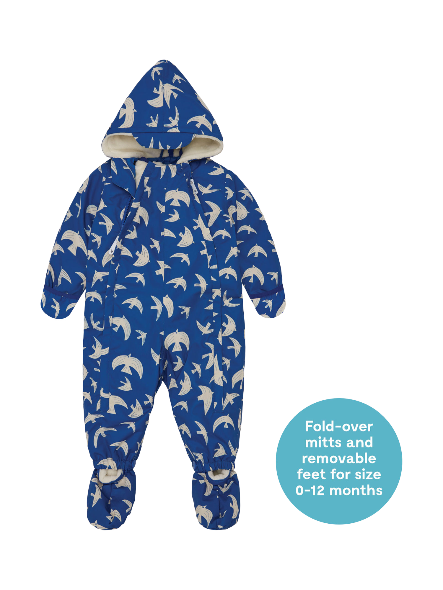 Product image 10 of 10, which shows Muddy Puddles Kids' Hooded 3-in-1 Scampsuit, Blue Bird, 0-6 months