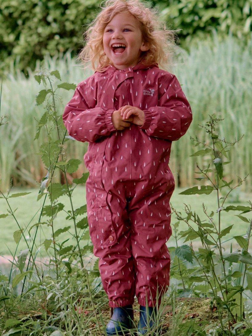 Product image 2 of 9, which shows Muddy Puddles Kids' Hooded 3-in-1 Scampsuit, Pink Drops, 0-6 months