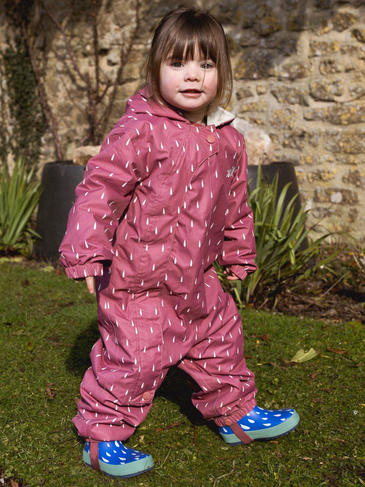 Product image 3 of 9, which shows Muddy Puddles Kids' Hooded 3-in-1 Scampsuit, Pink Drops, 0-6 months