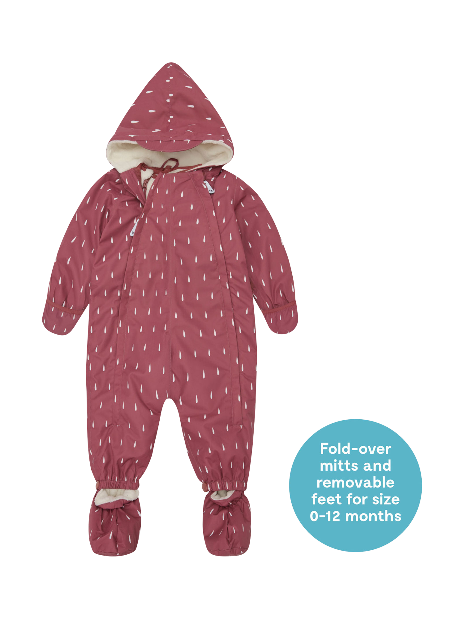 Product image 9 of 9, which shows Muddy Puddles Kids' Hooded 3-in-1 Scampsuit, Pink Drops, 0-6 months